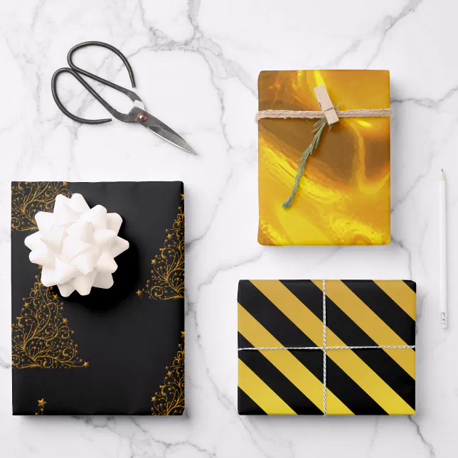 Black And Gold Christmas Wrapping Paper 