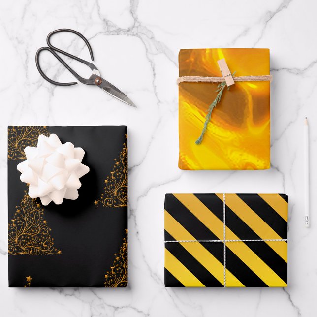 Black and Gold Christmas Wrapping Paper Sheets (Creator Uploaded)