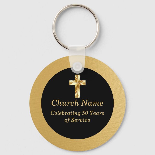 Black and Gold Church Anniversary Party  Keychain (Front)