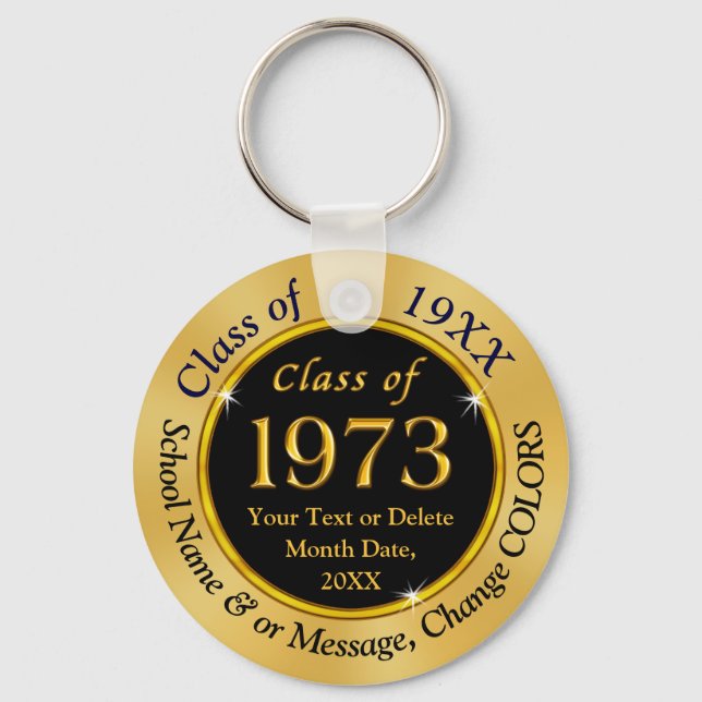 Black and Gold, Class of 1973 Gifts, 50th Reunion Keychain (Front)