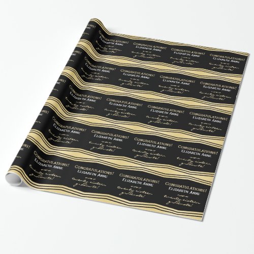 Black and Gold Class of 2016 Personalized Wrapping Paper