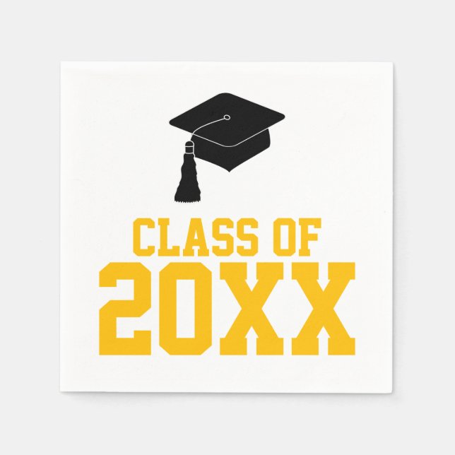 Black and Gold Class of 2024 Graduation Party Napkins (Front)