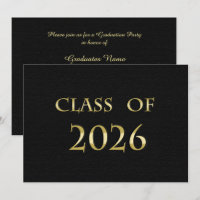 Black and Gold Class of 2026 Graduation Party Card