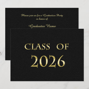Black and Gold Class of 2026 Graduation Party Card