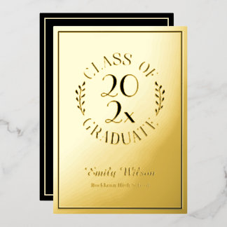 Black and Gold Class Of 2026 Graduation Party Foil Invitation