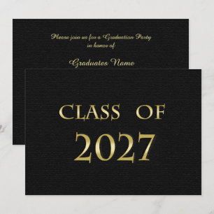 Black and Gold Class of 2027 Graduation Party Card