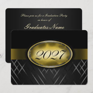 Black and Gold Class of 2027 Party Invitation