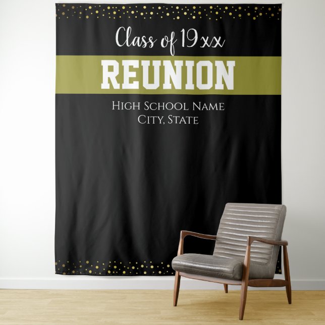 Black and Gold Class Reunion Any Year Tapestry (In Situ)