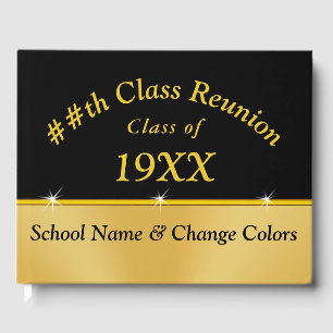 Black and Gold Class Reunion Guest Book Your Color