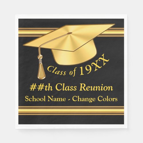 Black and Gold Class Reunion Napkins 3 Sizes Napkins