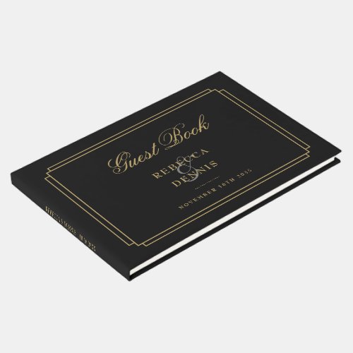 Black And Gold Classic Art Deco Wedding Guest Book