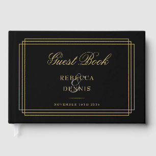 Black And Gold Classic Art Deco Wedding Guest Book