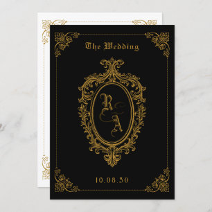Black and gold Classic gothic wedding invitation