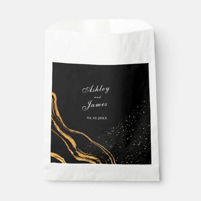 Black and Gold Classic Wedding Favor Bag (Front)