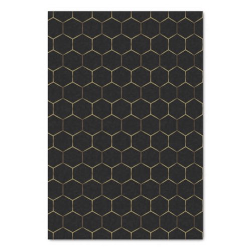 Black and Gold Classy Geometric Honeycomb Pattern Tissue Paper