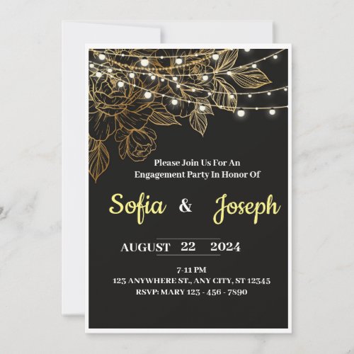 Black and Gold Classy Modern Elegant wedding Invitation