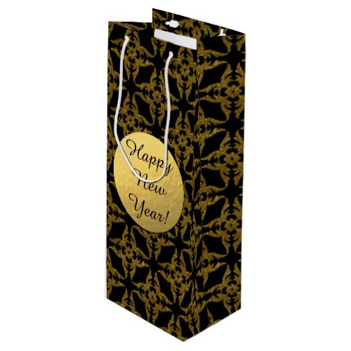 Black and Gold Classy New Year Wine Gift Bag