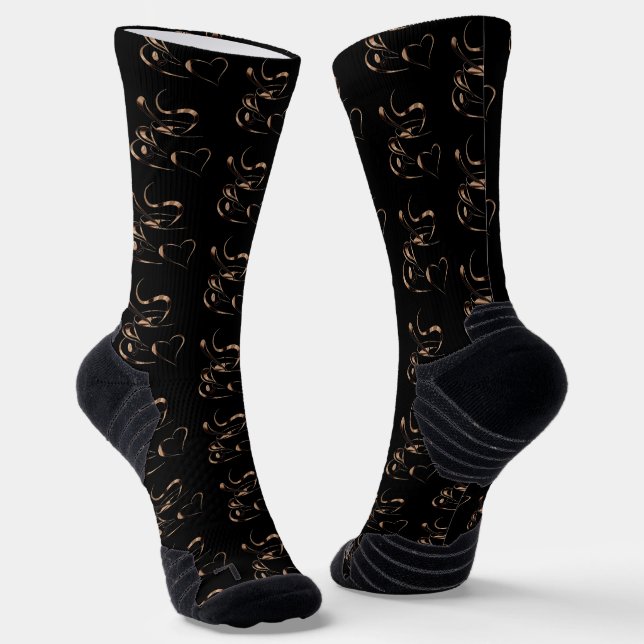 Black And Gold Coffee Love  Socks (Angled)