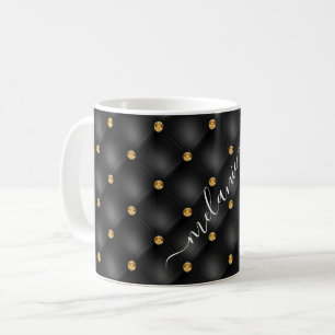 Black and Gold Coffee Mug Gift Personalized Name