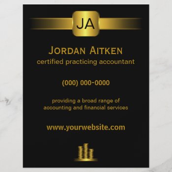 Black And Gold Coins 8.5" X 11" Accountant Flyers by sunnymars at Zazzle