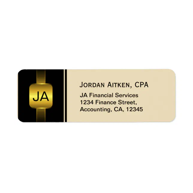 Black and Gold Coins Elegant CPA Accountant Label (Front)