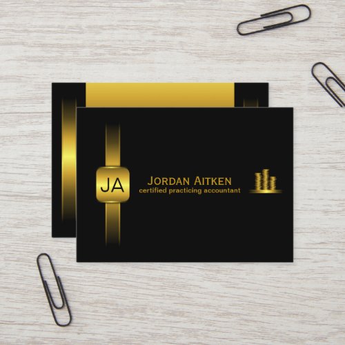Black and Gold Coins CPA Accountant Business Cards