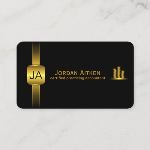 Black and Gold Coins CPA Accountant Business Cards