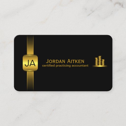 Customizable Black and Gold Coins CPA Accountant Business Cards