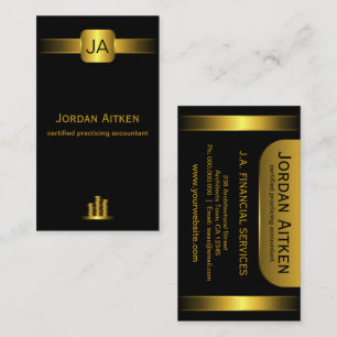 Black and Gold Coins Vertical CPA Accountant Business Card