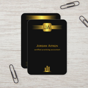Black and Gold Coins Vertical Large CPA Accountant Business Card