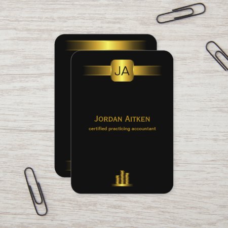 Black And Gold Coins Vertical Large Cpa Accountant Business Card