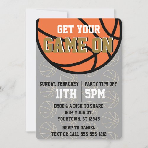 Black and Gold College Basketball Watch Party Invitation
