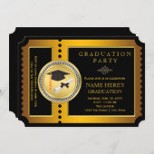 Black and Gold College Graduation Invitation (Front/Back)