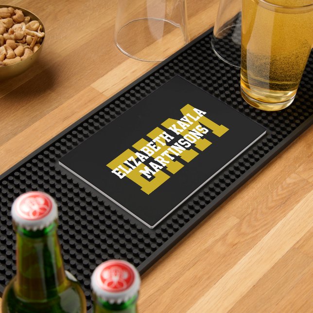 Black and Gold College Monogram Bar Mat (Insitu (Bar 2))