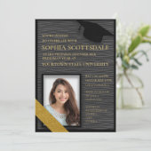 Black and Gold College Trunk Party Photo Invitation (Standing Front)