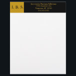 Black and Gold Color Blocks Professional Letterhead<br><div class="desc">Classic,  elegant,  and simple,  this letterhead features a gold square for your business logo or brand,  and a black rectangle with gold text for your business information.  Very sharp and professional looking,  and easily adaptable for a variety of businesses and professions.</div>