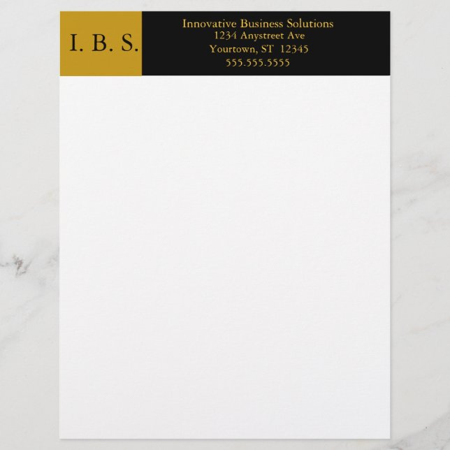 Black and Gold Color Blocks Professional Letterhead (Front)