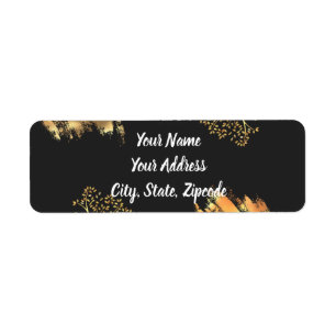 Black and Gold Color Splash Address Labels