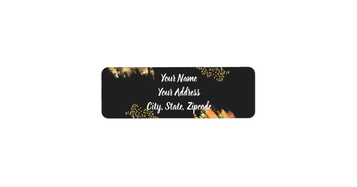 Splash Address Black and Gold Color Splash Address Labels | Zazzle