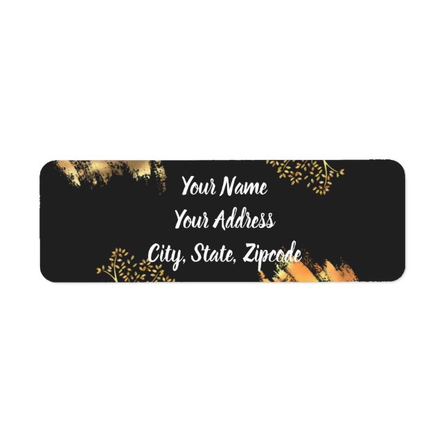 Black and Gold Color Splash Address Labels (Front)