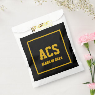 Black and Gold Colors and Letters Favor Bag