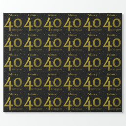 Black And Gold Confetti 40th Birthday Wrapping Paper