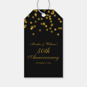 Black and Gold Confetti 50th Anniversary Gift Tags
