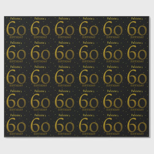 Black And Gold Confetti 60th Birthday Wrapping Paper