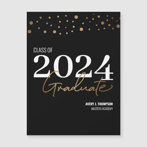 Black and gold confetti Class of 2024 Graduation