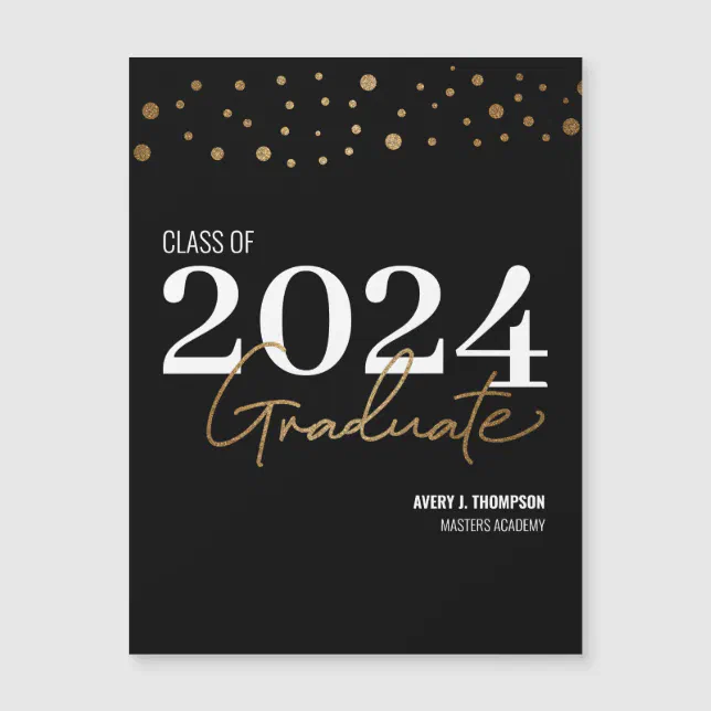 Black and gold confetti Class of 2024 Graduation | Zazzle