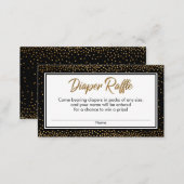 Black and Gold Confetti Diaper Raffle Ticket Cards (Front/Back)