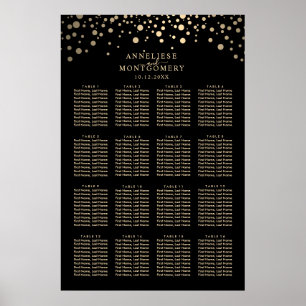 Black and Gold Confetti Dots  16 Seating Chart