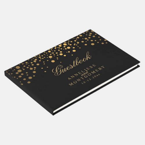 Black and Gold Confetti Dots Guest Book