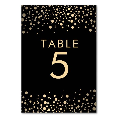 Black and Gold Confetti Dots Table Number